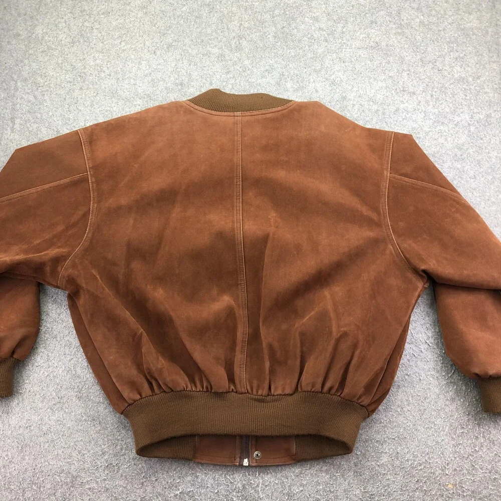 Suede Jacket Mens Medium Brown Bomber Full Zip Lined Made In Italy Paisley